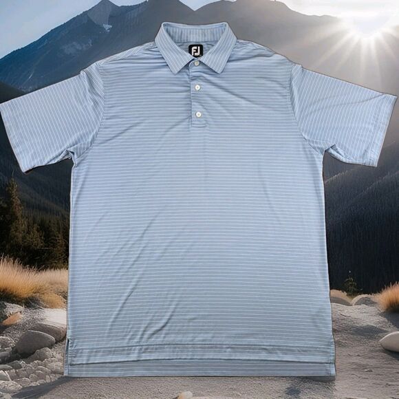 FootJoy Men's size XL Blue Striped‎ Golf Polo Shirt Short Sleeve ($86) - Picture 1 of 7